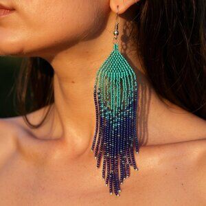 Native American Fringe Earrings - 5 inch